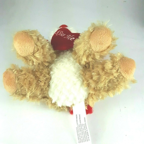8″ Plush Puppy Dog Brown Red Heart Ears - Picture 6 of 8